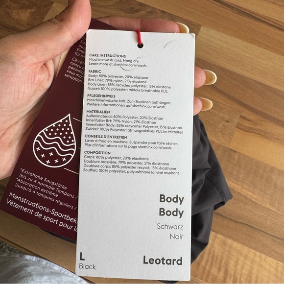 Thinx Super Absorbency Leotard‎ in Black Large NWT - Picture 7 of 8